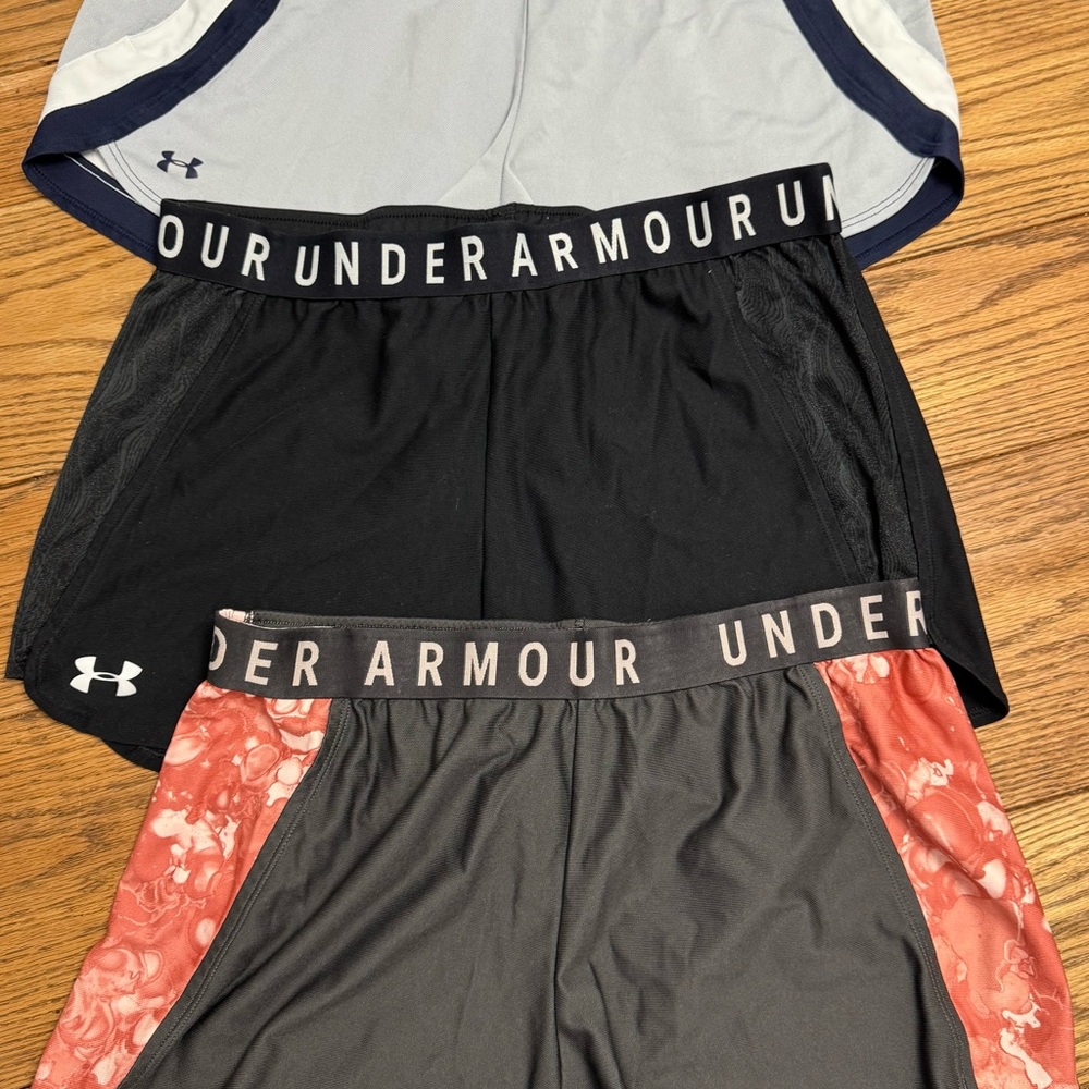 Under Armour Trio Shorts in Black, Gray, and Red